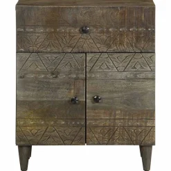 Szafka Nocna Drewniana Szara Komoda Stolik Nocny Do Sypialni 50x33x60 cm
