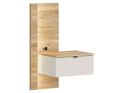 Szafka nocna Glamour 50 prawa z szufladą kaszmir/dąb mauvella USB LED