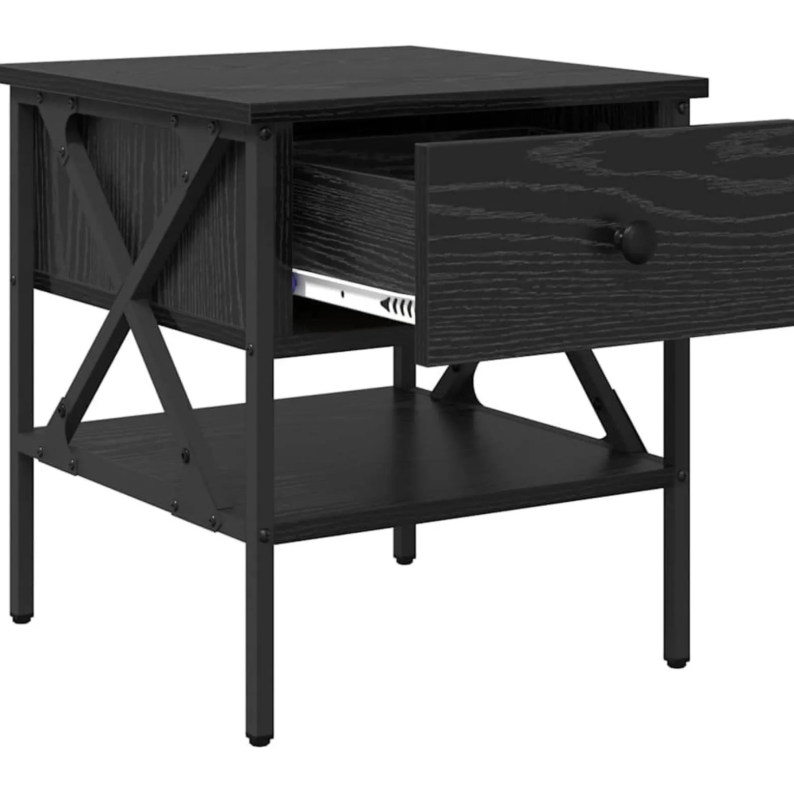 Szafka Nocna Komoda Czarna Stolik Półka Nocna Do Sypialni 40 x 42 x 45 cm