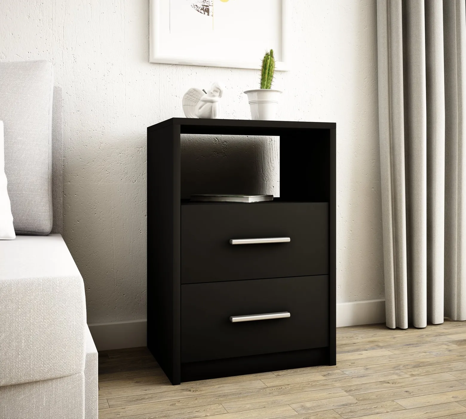 Szafka nocna 2SO CZARNA 40cm szuflady komoda regał
