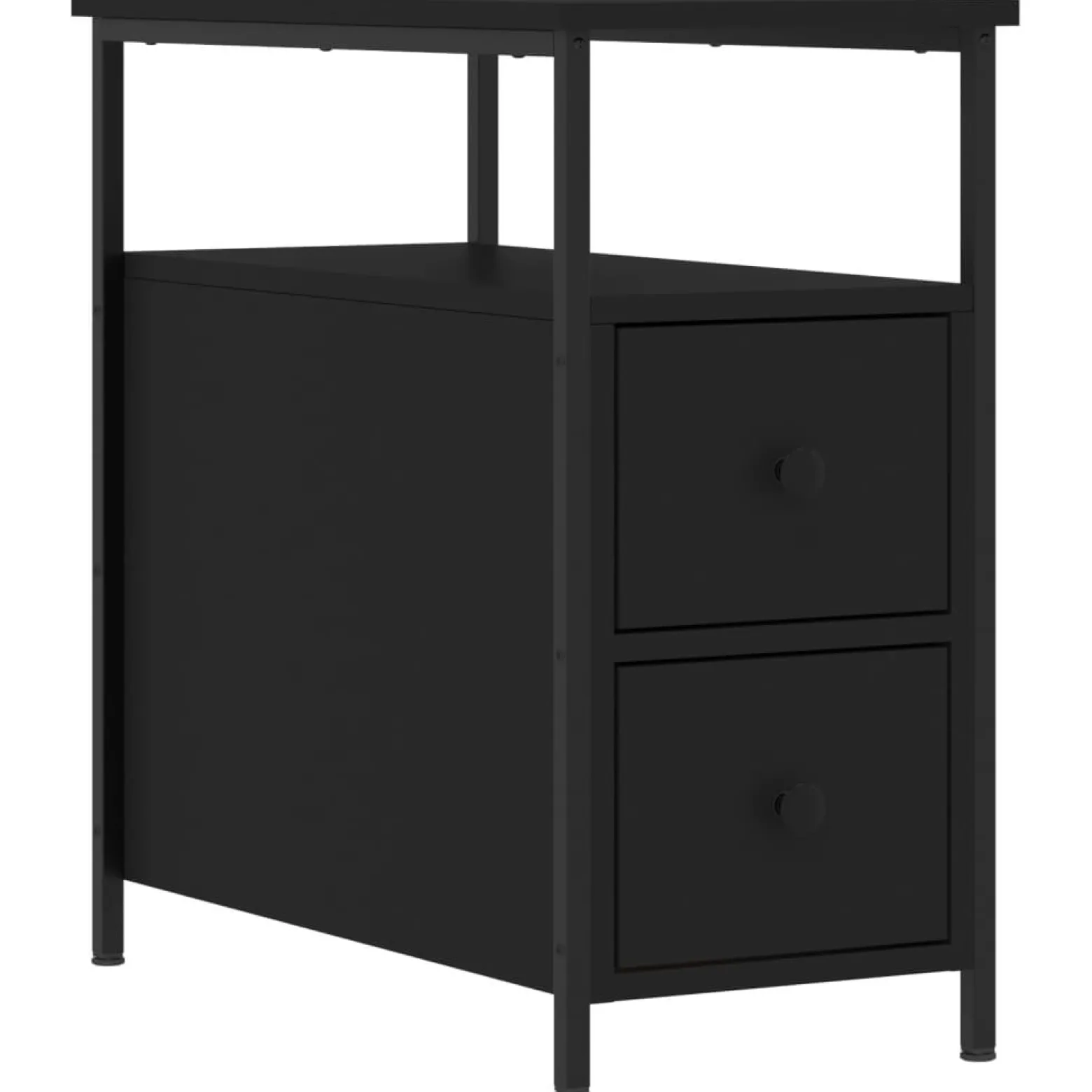 Szafka Nocna Stolik Czarna z Regulowanymi Nóżkami Do Sypialni 30x60x60 cm