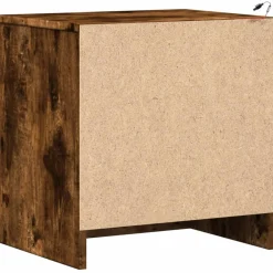 Szafka Nocna Stolik Komoda Brązowa z Szufladą z LED Do Sypialni 43x34x45 cm