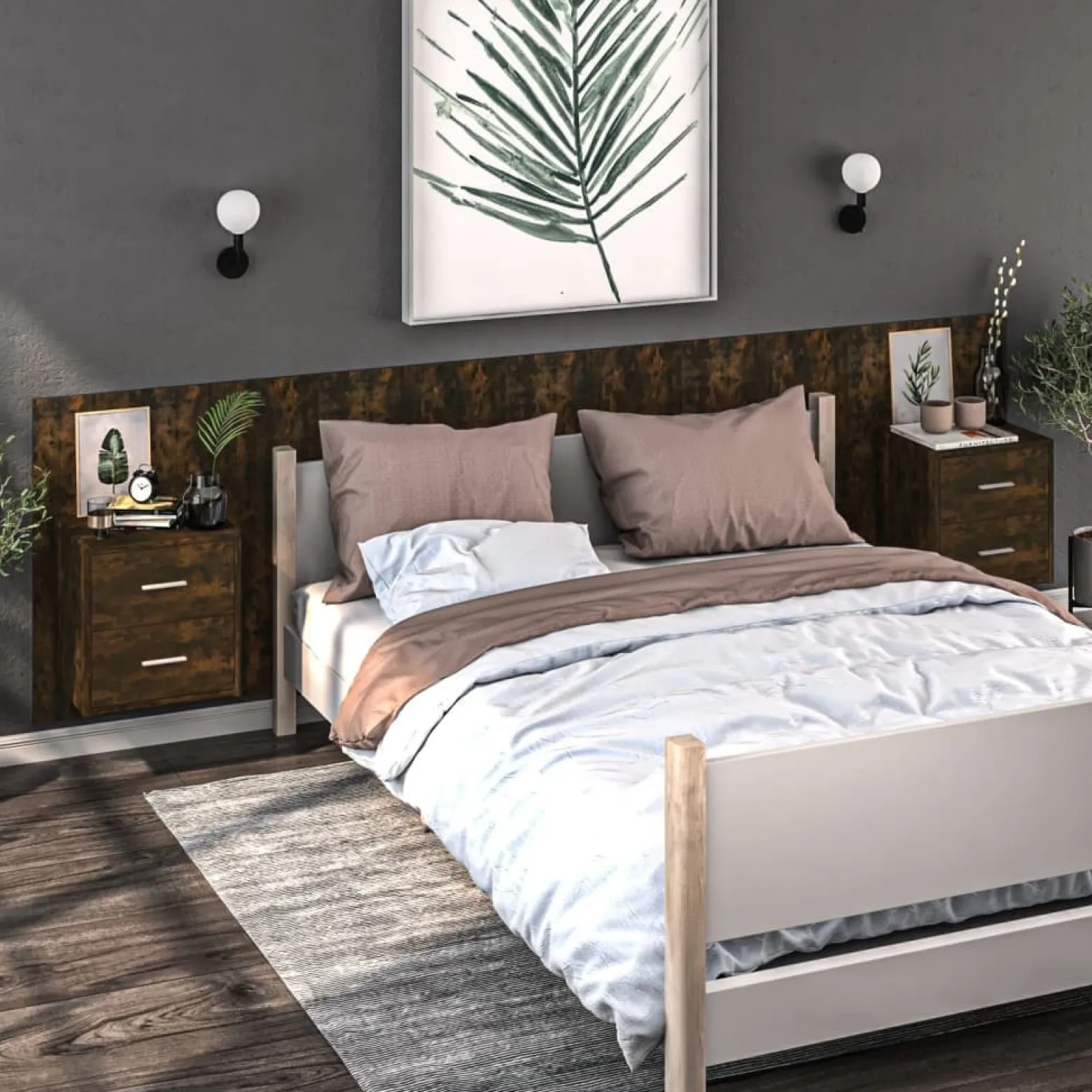 Szafka Nocna Stolik Komoda Brązowa Wisząca Do Sypialni 48,5x32,5x80 cm