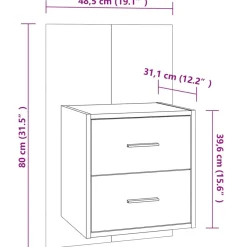 Szafka Nocna Stolik Komoda Brązowa Wisząca Do Sypialni 48,5x32,5x80 cm