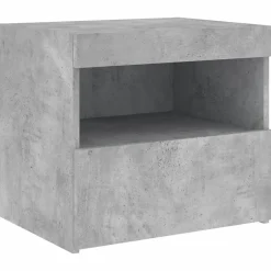 Szafka Nocna Stolik Komoda Szara z LED Do Sypialni 50x40x45 cm