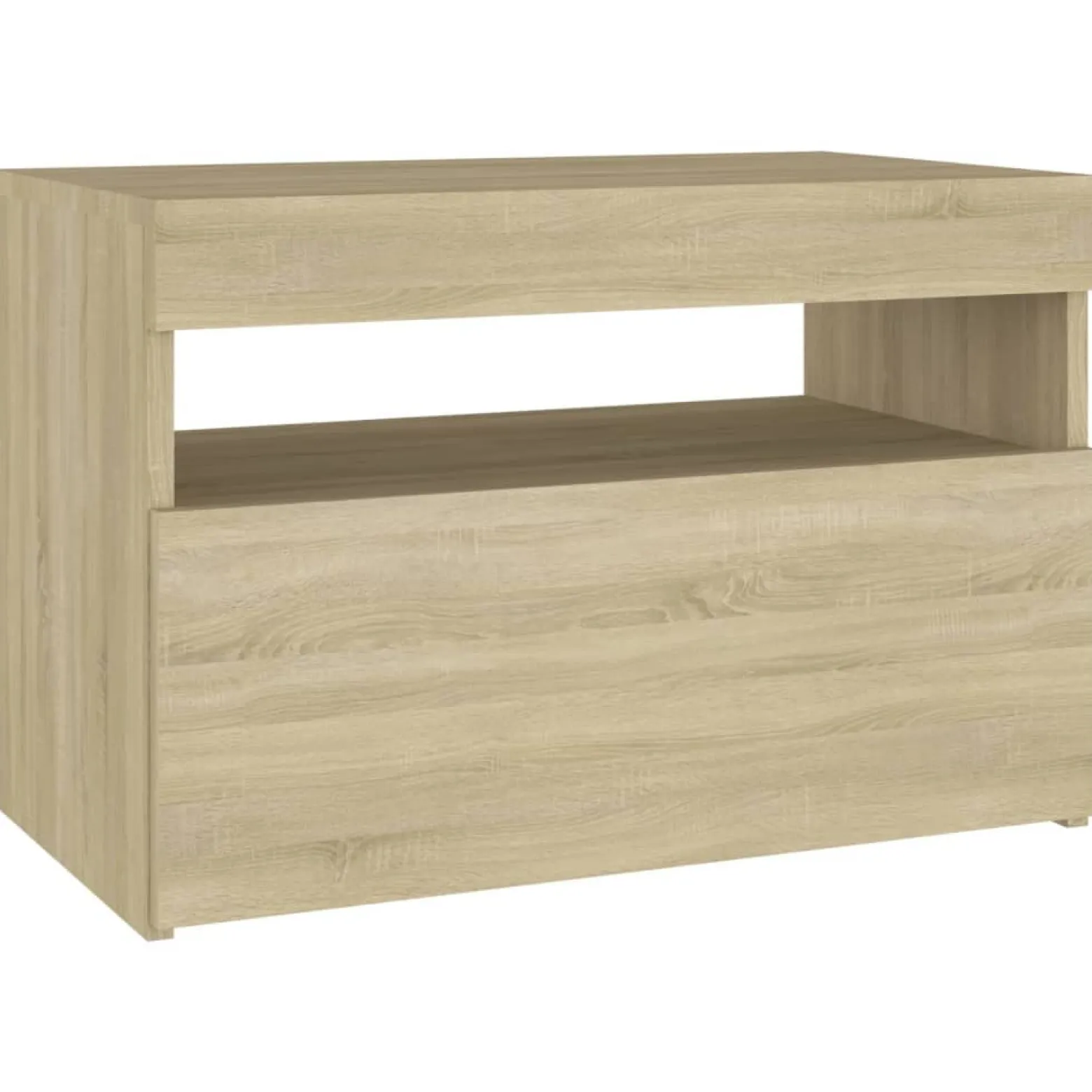 Szafka Nocna Stolik Komoda Szara z LED Do Sypialni 60x35x40 cm