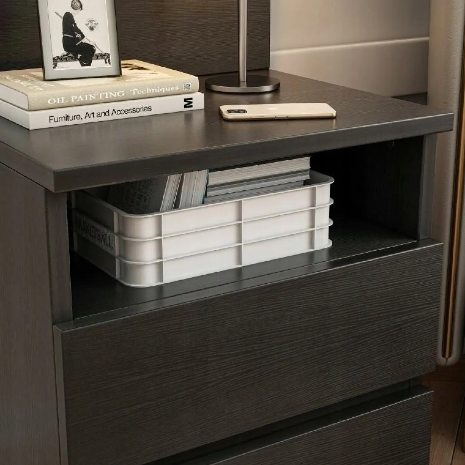 Szafka nocna stolik sypialnia czarna loft nowoczesna 40cm
