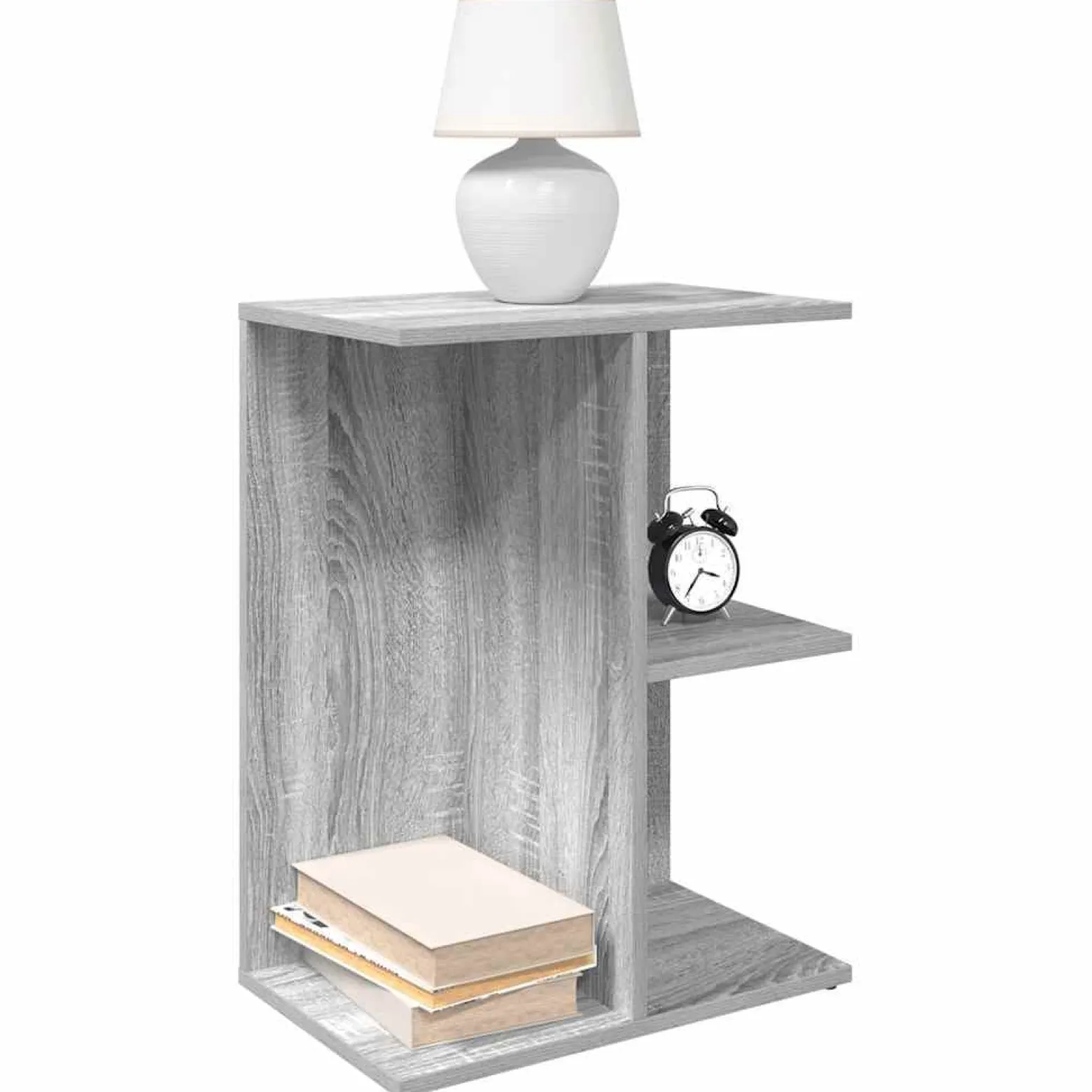 Szafka Nocna Szara Komoda Stolik Półka Nocna Do Sypialni 46.5x29x61 cm