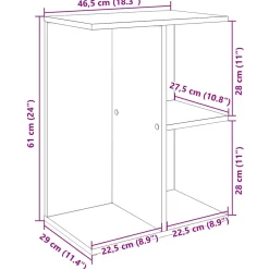 Szafka Nocna Szara Komoda Stolik Półka Nocna Do Sypialni 46.5x29x61 cm