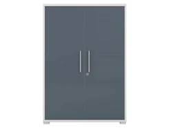 Szafka Office Lux 79 cm dwudrzwiowa na klucz jasny szary/grafit szkło