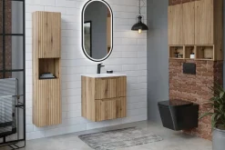 Szafka pod blat NOVA 40 cm dąb Coast Evoke ryflowana z koszem