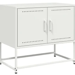 Szafka Pod Telewizor Biała Półka Szafka RTV Stalowa 68.5x39x60.5 cm