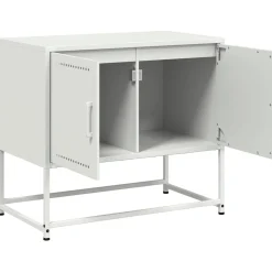 Szafka Pod Telewizor Biała Półka Szafka RTV Stalowa 68.5x39x60.5 cm