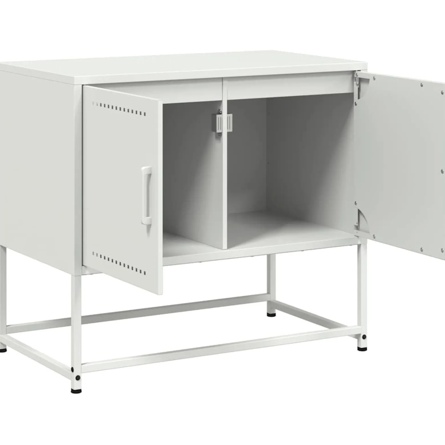 Szafka Pod Telewizor Biała Półka Szafka RTV Stalowa 68.5x39x60.5 cm
