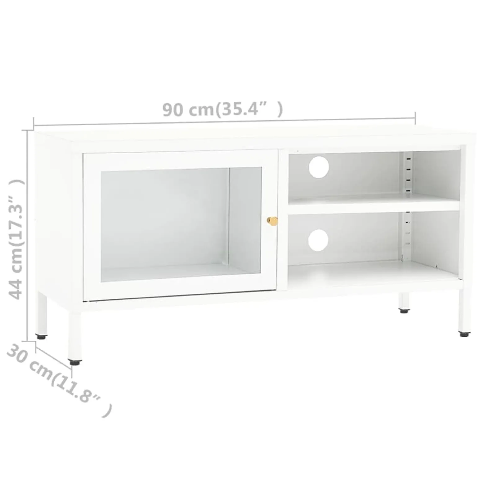 Szafka Pod Telewizor Biała Półka Szafka RTV Stalowa 90x30x44 cm