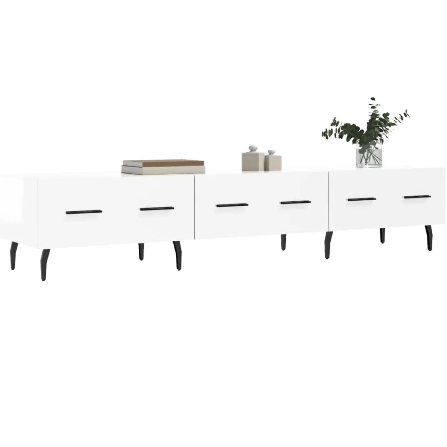 Szafka Pod Telewizor Biały Połysk Stolik Półka Szafka RTV 150x36x30 cm