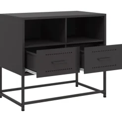 Szafka Pod Telewizor Czarna Półka Szafka RTV Stalowa 68x39x60.5 cm