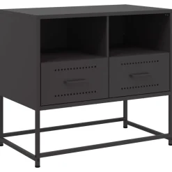 Szafka Pod Telewizor Czarna Półka Szafka RTV Stalowa 68x39x60.5 cm