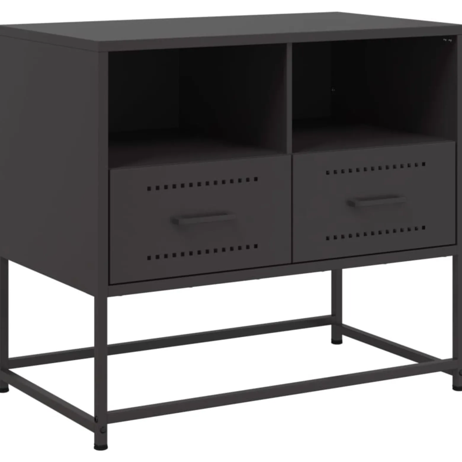 Szafka Pod Telewizor Czarna Półka Szafka RTV Stalowa 68x39x60.5 cm