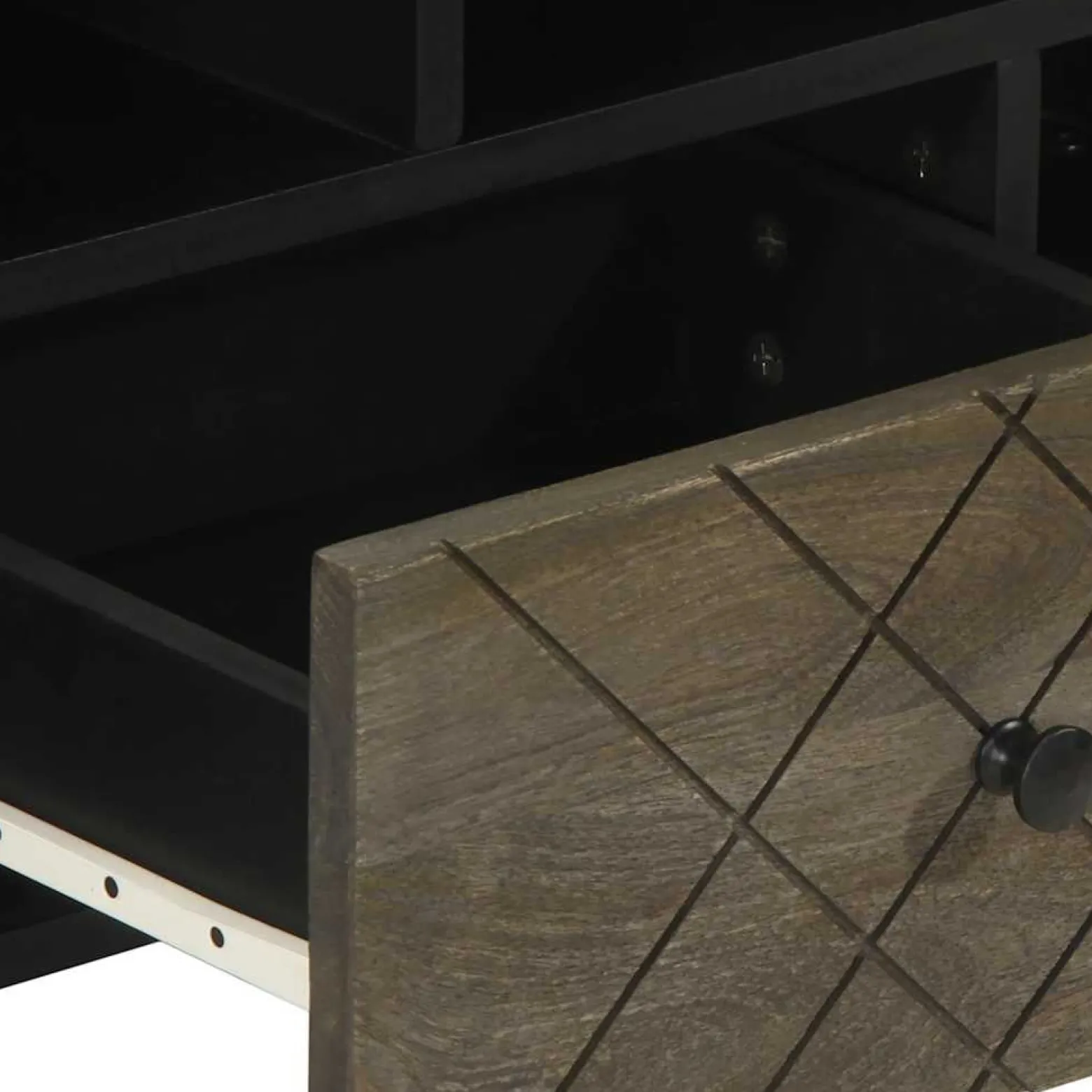 Szafka pod telewizor czarna 100x33x46 cm lite drewno mango