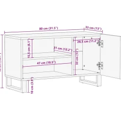 Szafka pod telewizor czarna 80x33x46 cm lite drewno mango