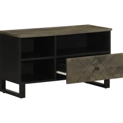 Szafka pod telewizor czarna 80x33x46 cm lite drewno mango