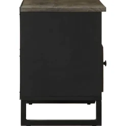 Szafka pod telewizor czarna 80x33x46 cm lite drewno mango