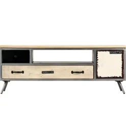 Szafka pod telewizor lite drewno mango i stal 120x30x45 cm