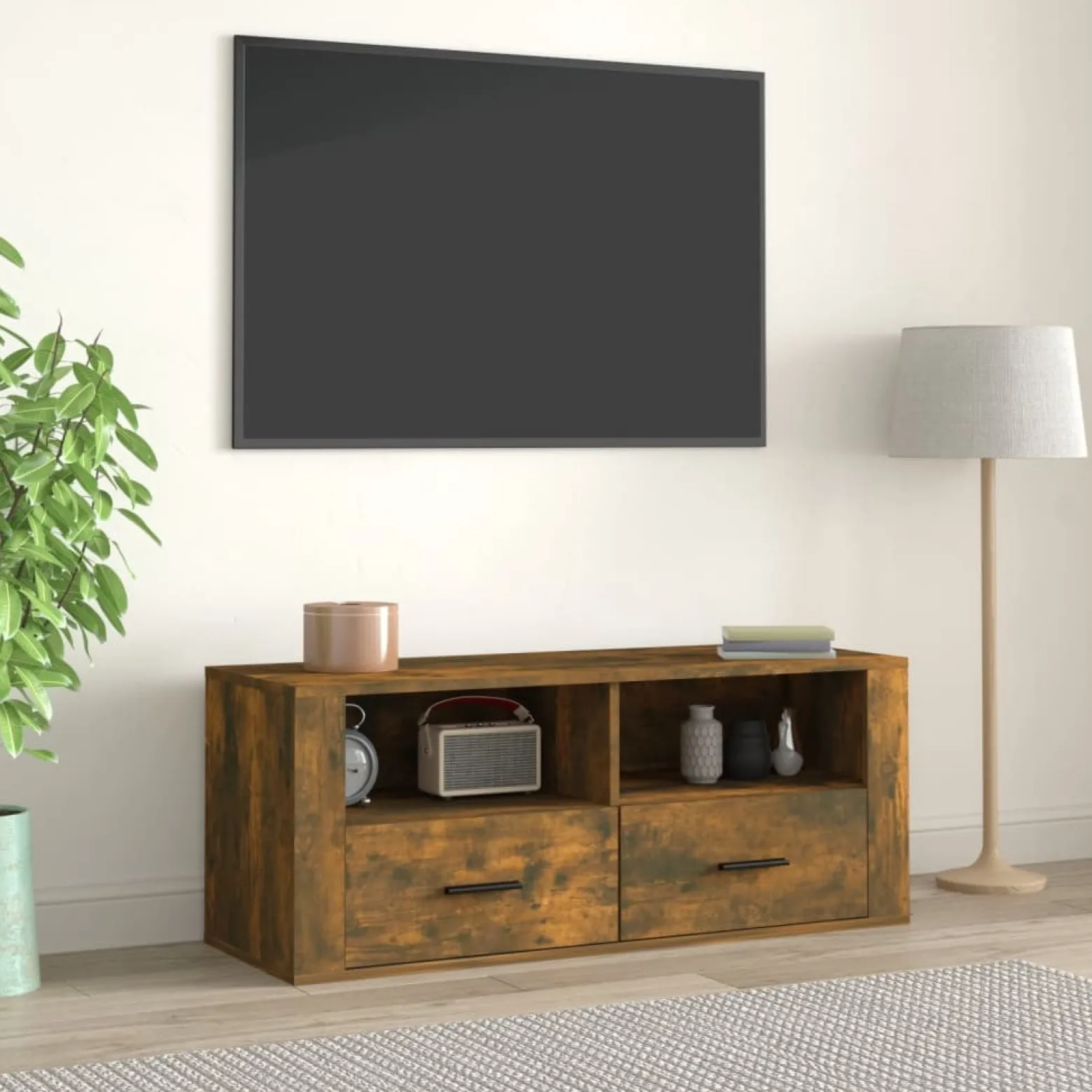 Szafka Pod Telewizor Półka Stolik RTV Brązowy 100x35x40 cm