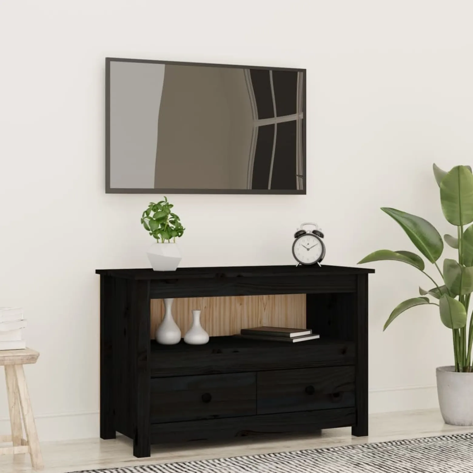 Szafka pod Telewizor Rtv Czarny Mat Szuflady Nowoczesny 79x35x52cm