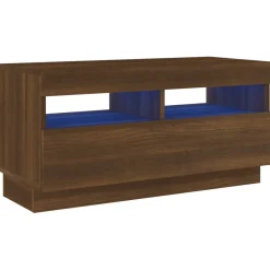 Szafka Pod Telewizor Stolik Półka Szafka RTV Brązowa LED 80x35x40 cm