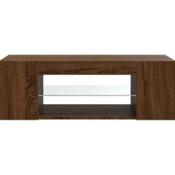 Szafka Pod Telewizor Stolik Półka Szafka RTV Brązowa LED 90x39x30 cm