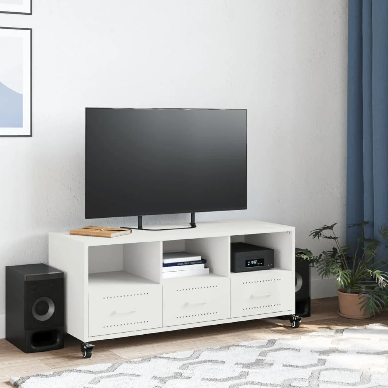 Szafka Pod Telewizor Szafka RTV Komoda Pod Telewizor Biała 100,5x39x43,5