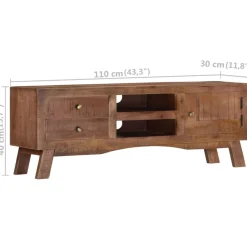 Szafka pod telewizor 110x30x40 cm surowe drewno mango