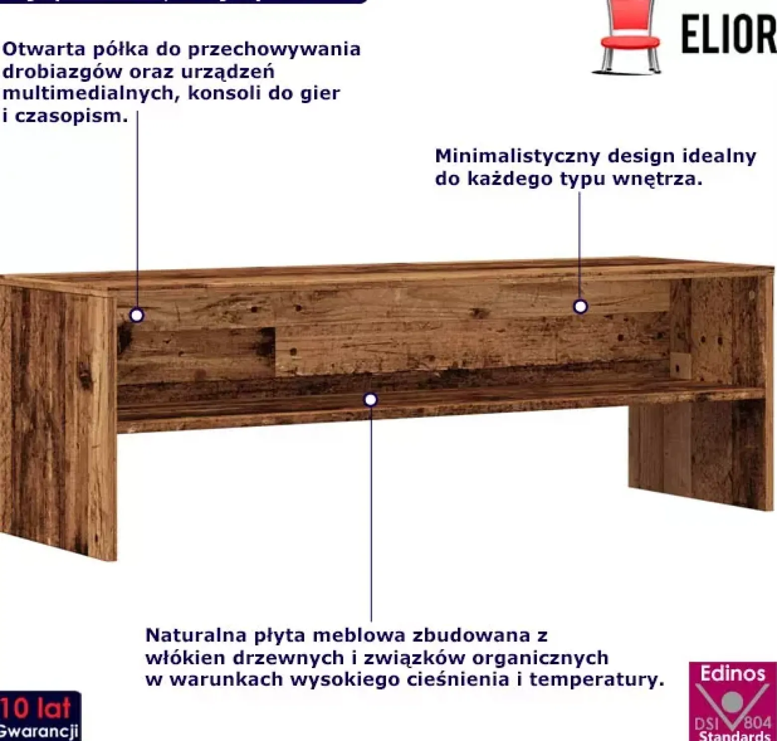 Szafka pod telewizor z półką stare drewno - Natica