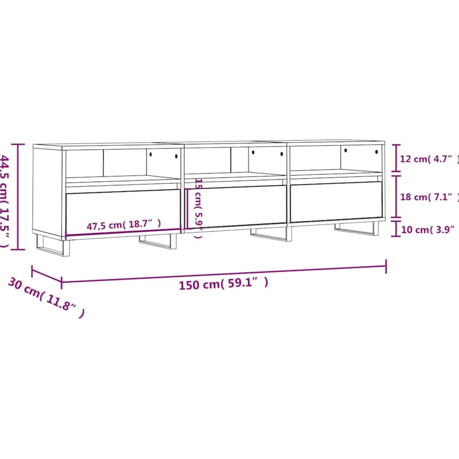 Szafka pod TV dąb sonoma 150x30x44.5 cm