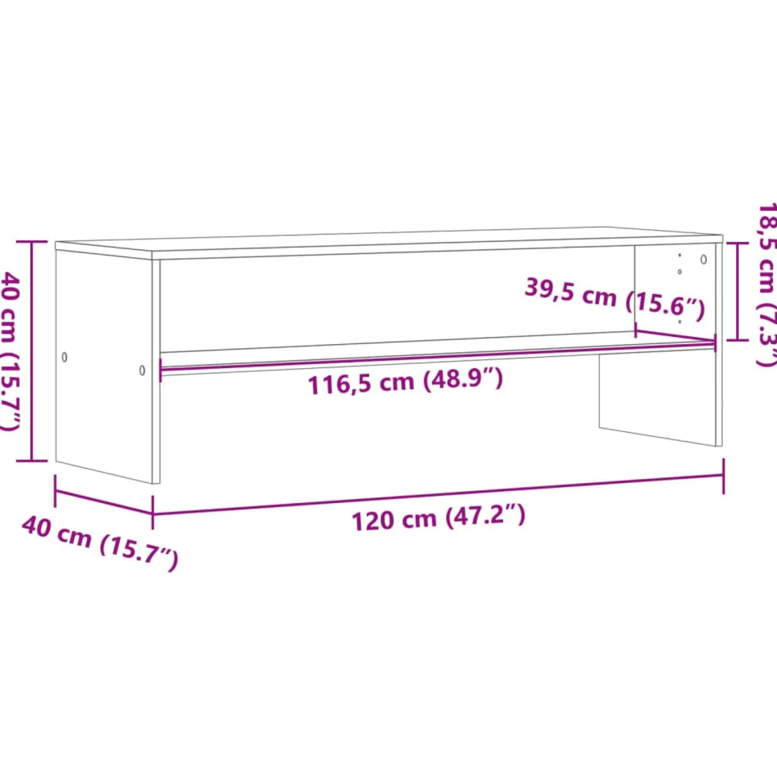 Szafka pod TV przydymiony dąb 120x40x40 cm