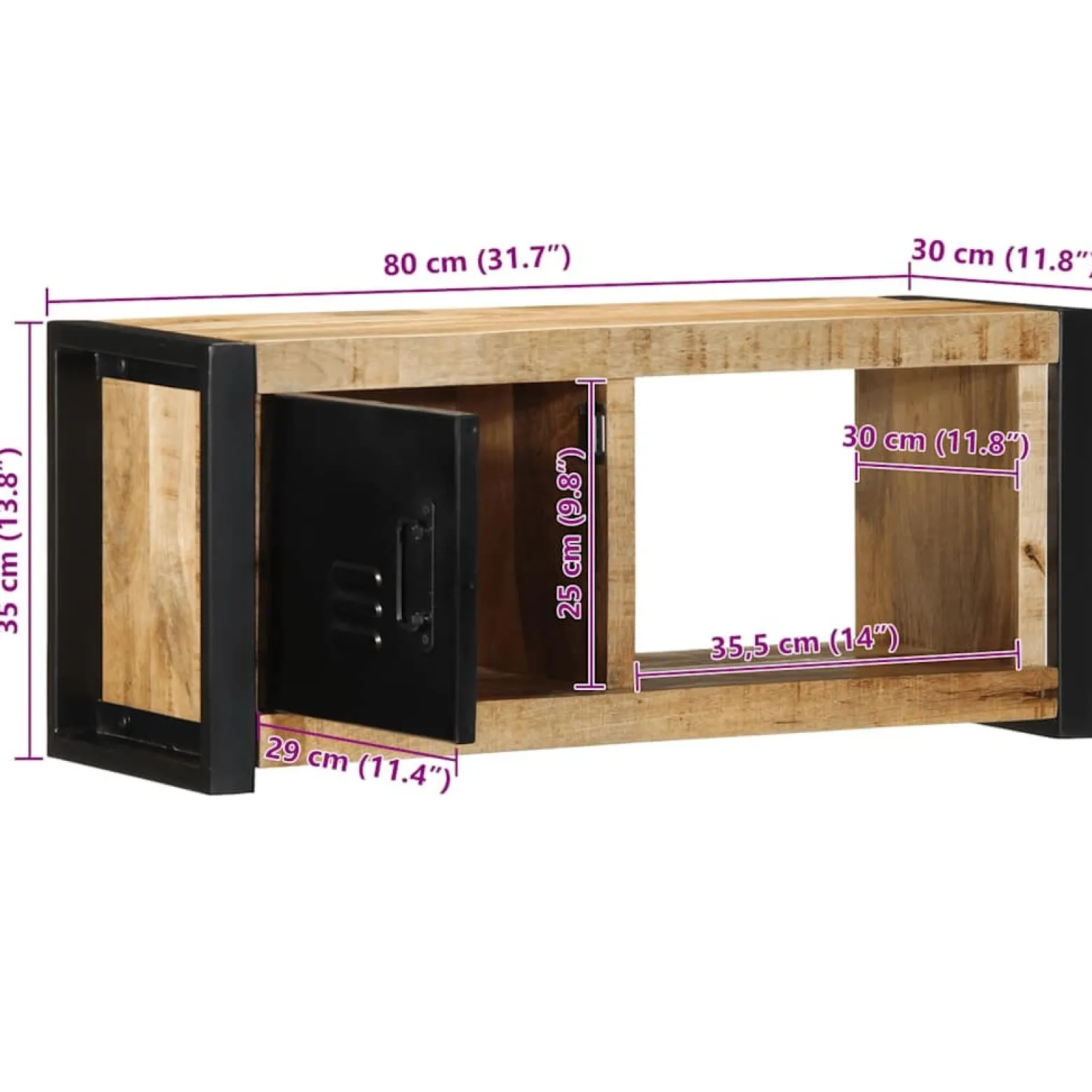Szafka Pod TV Szafka Pod Telewizor RTV Drewniana Półka 80x30x35 cm