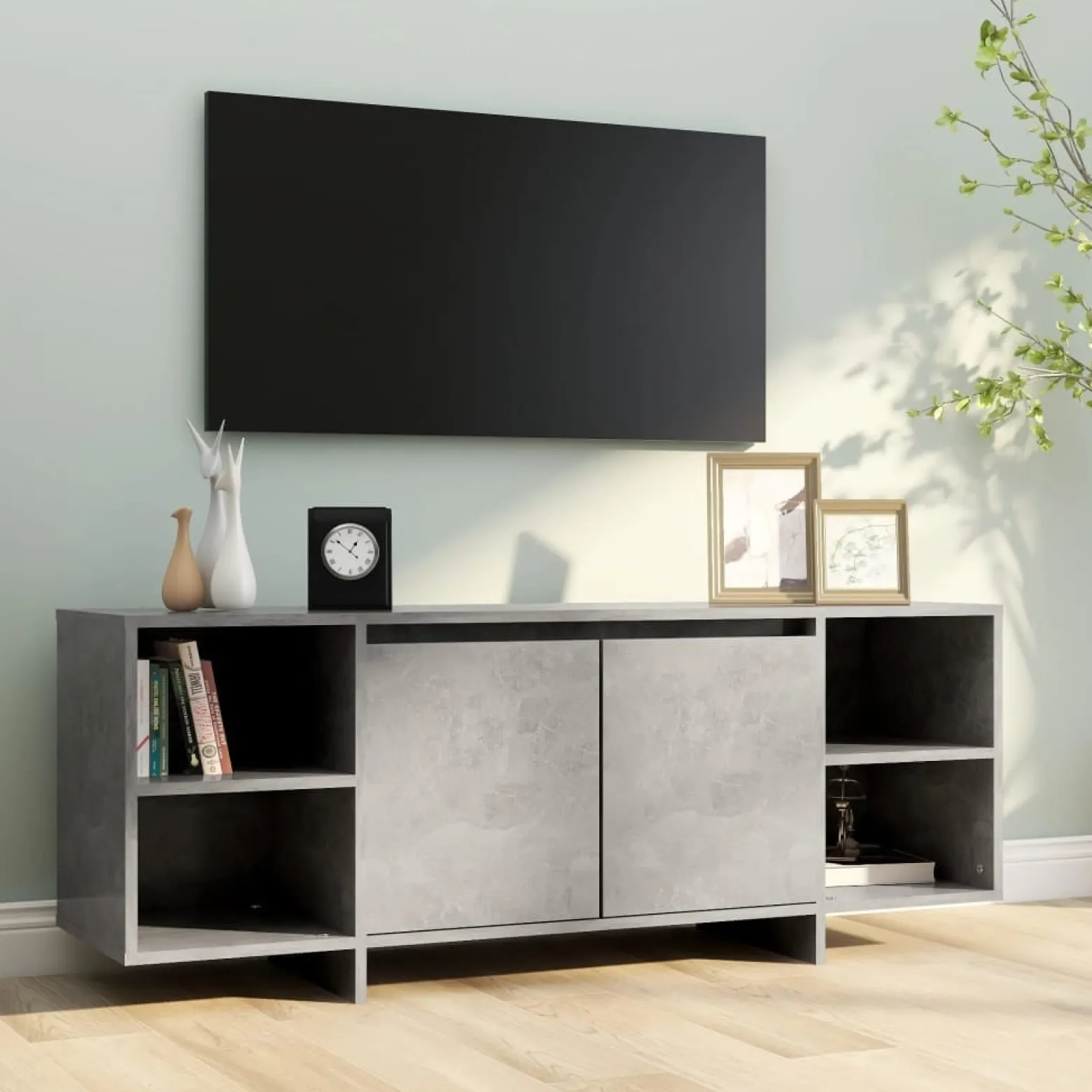 Szafka pod TV szarość betonu 130x35x50 cm
