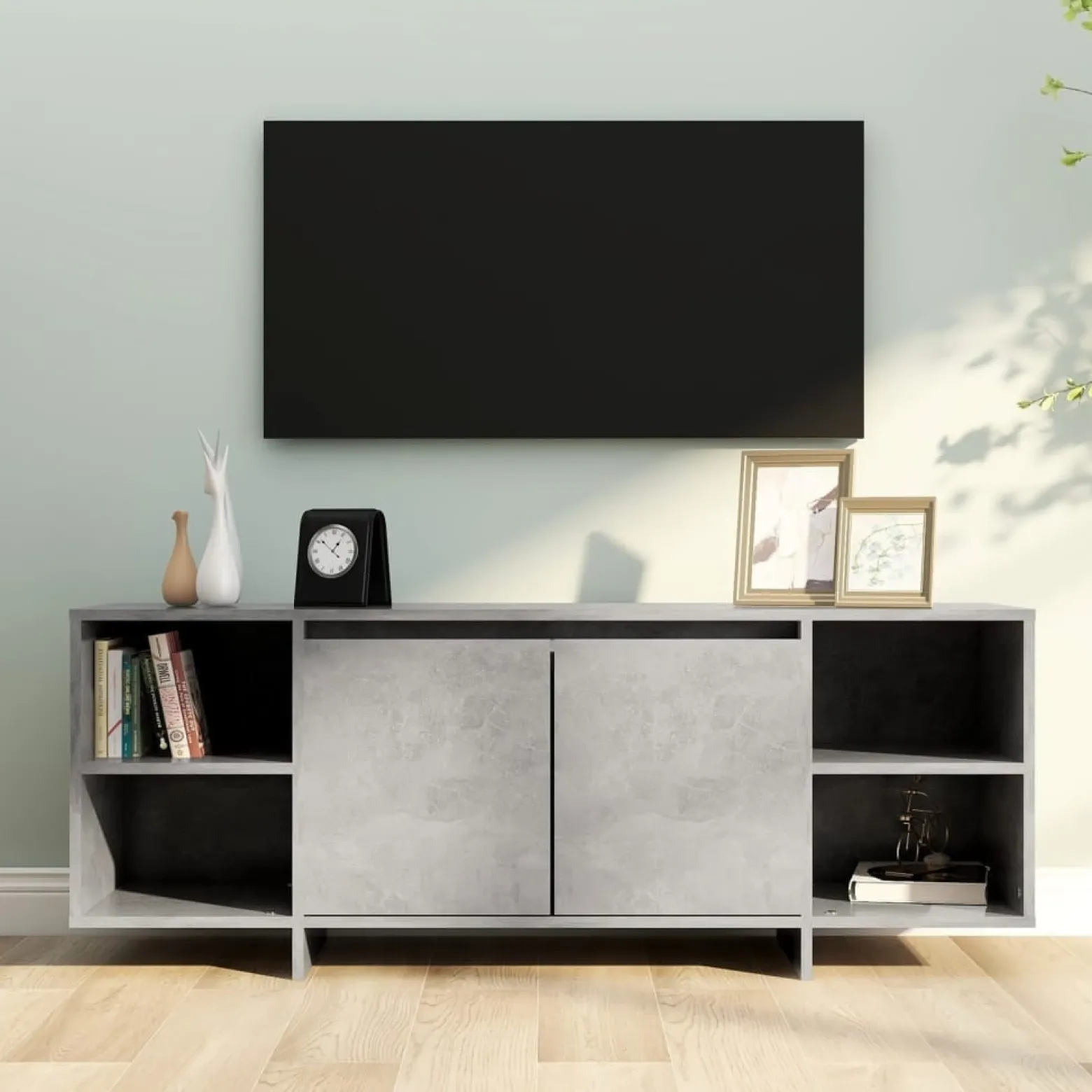 Szafka pod TV szarość betonu 130x35x50 cm