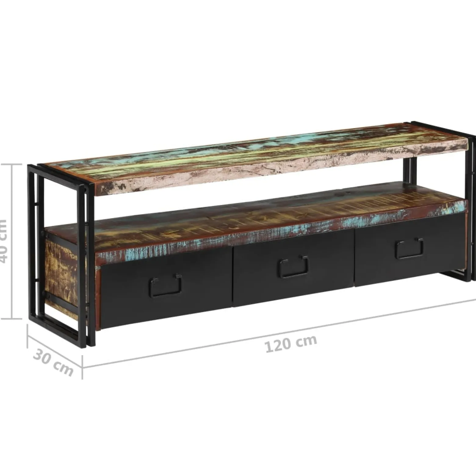 Szafka pod TV z drewna odzyskanego, 120 x 30 x 40 cm