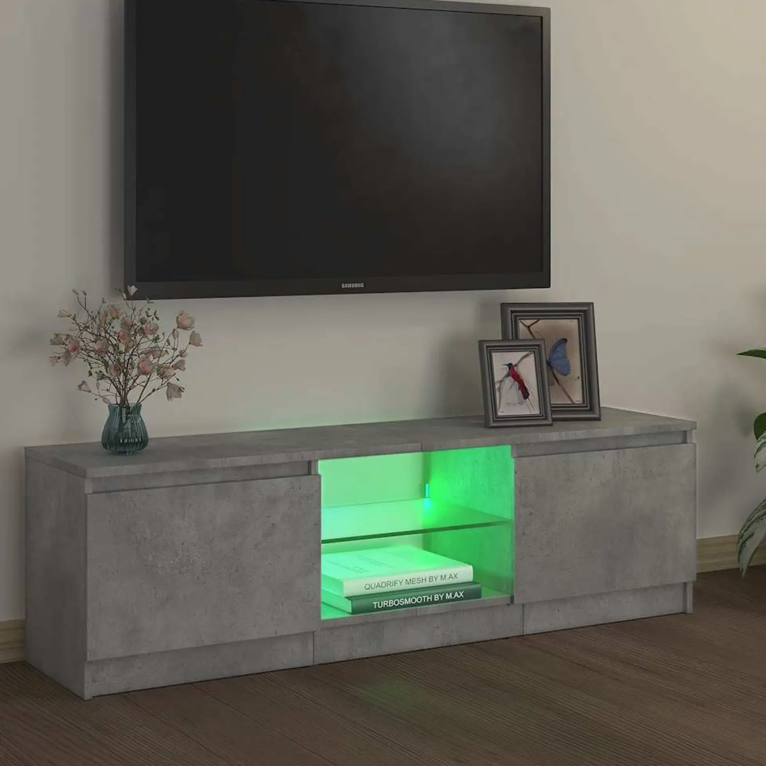 Szafka pod TV z oświetleniem LED szara 120 x 30 x 36 cm