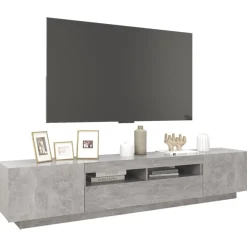 Szafka pod TV z oświetleniem LED szarość betonu 200x35x40 cm