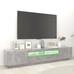 Szafka pod TV z oświetleniem LED szarość betonu 200x35x40 cm