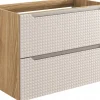 Szafka Pod Umywalkę 80 cm BEŻOWA DĄB Wisząca 2S MDF 3D LUXOR