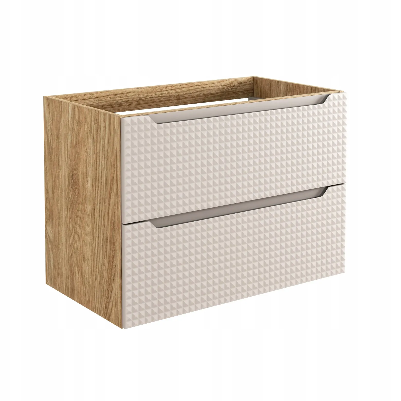 Szafka Pod Umywalkę 80 cm BEŻOWA DĄB Wisząca 2S MDF 3D LUXOR