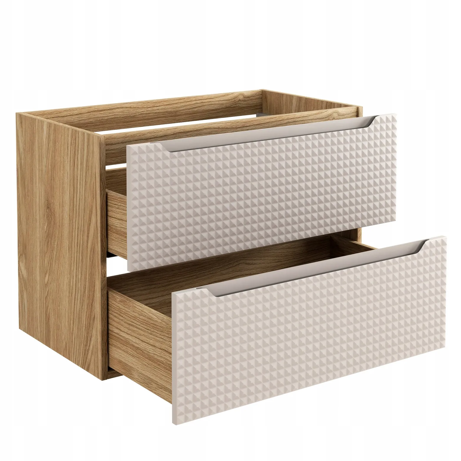 Szafka Pod Umywalkę 80 cm BEŻOWA DĄB Wisząca 2S MDF 3D LUXOR