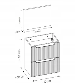 Szafka Pod Umywalkę 60 cm BIAŁA BLAT DĄB RYFLE 2S NOVA WHITE