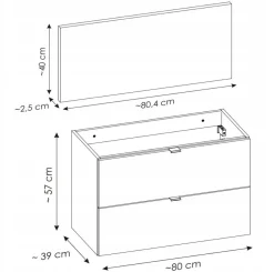 Szafka Pod Umywalkę 80 cm BLAT Dąb Wisząca 2S NOVA OAK