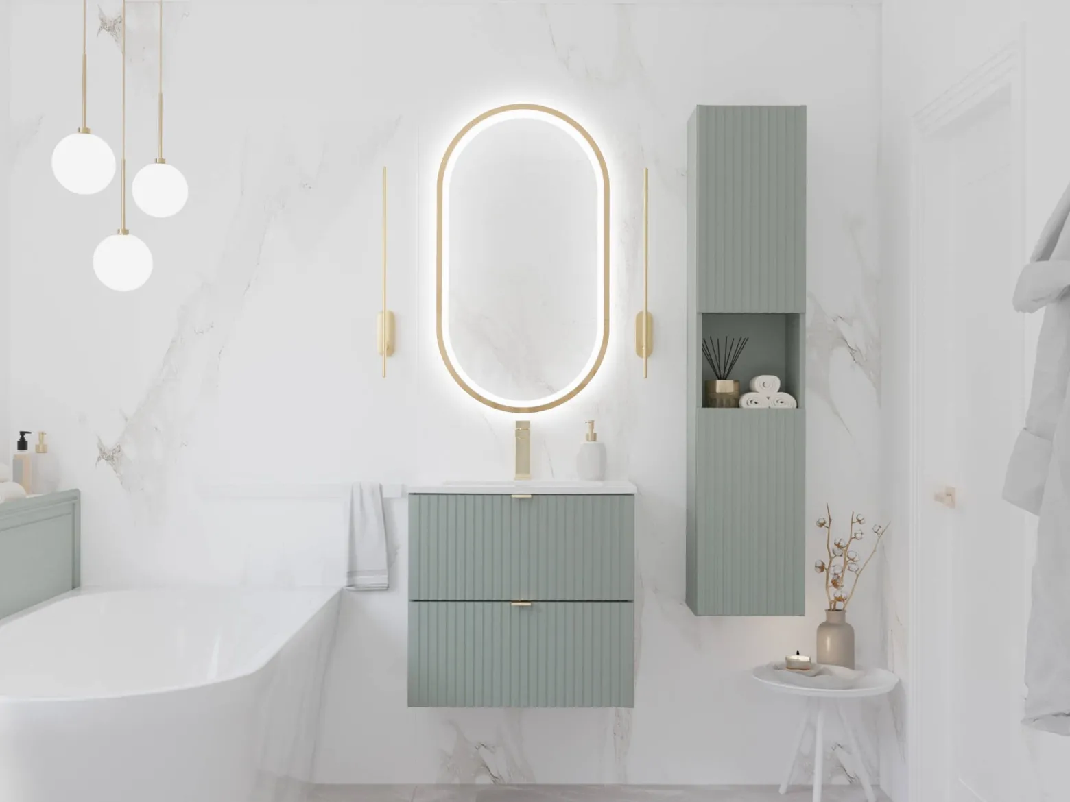 Szafka Pod Umywalkę 60 cm LINE REED GREEN
